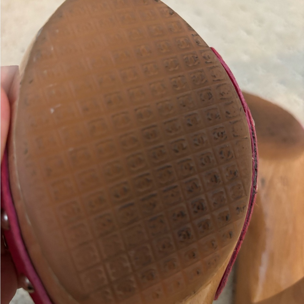 CHANEL Red Suede Slide Mules with Wood Heel - Picture 8 of 12